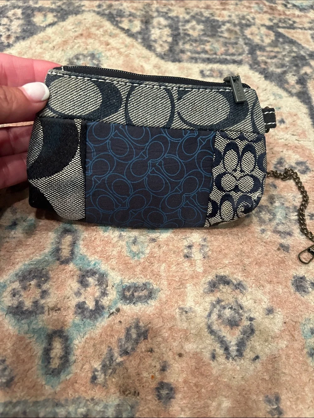 Y2K COACH Navy and Black Patterned Wristlet